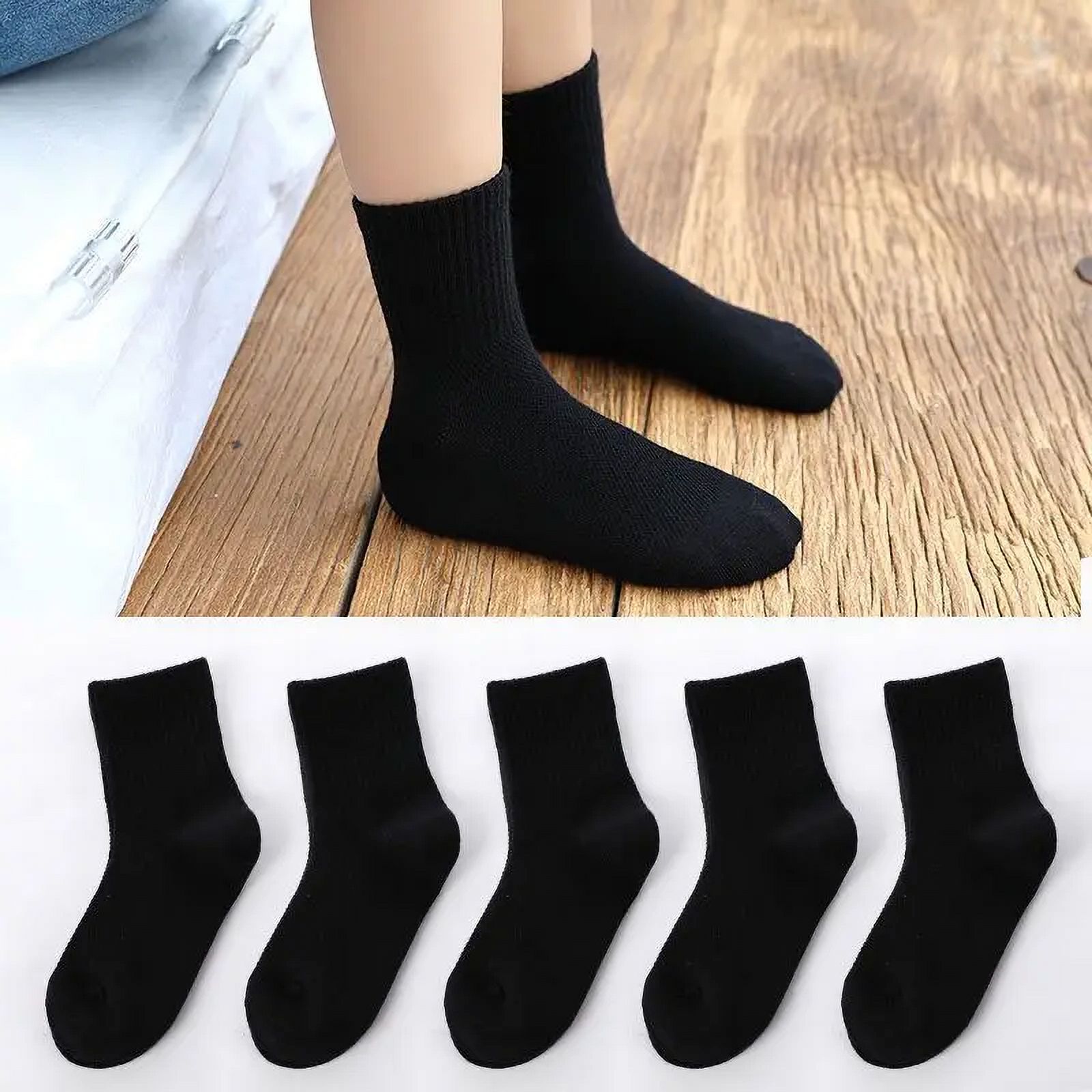 5Pairs/Lot Kids Pure Cotton Sock Summer Baby Boy Girl Solid Breathable Sport Socks 1-12years Black S 1 to 3 years